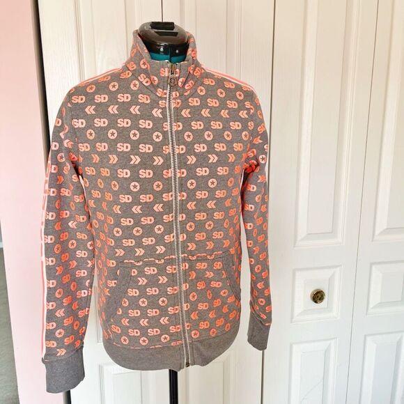 Superdry Jackets & Blazers - Superdry Modern Coral Label Monogram Funnel Full Zip Track Top Jacket